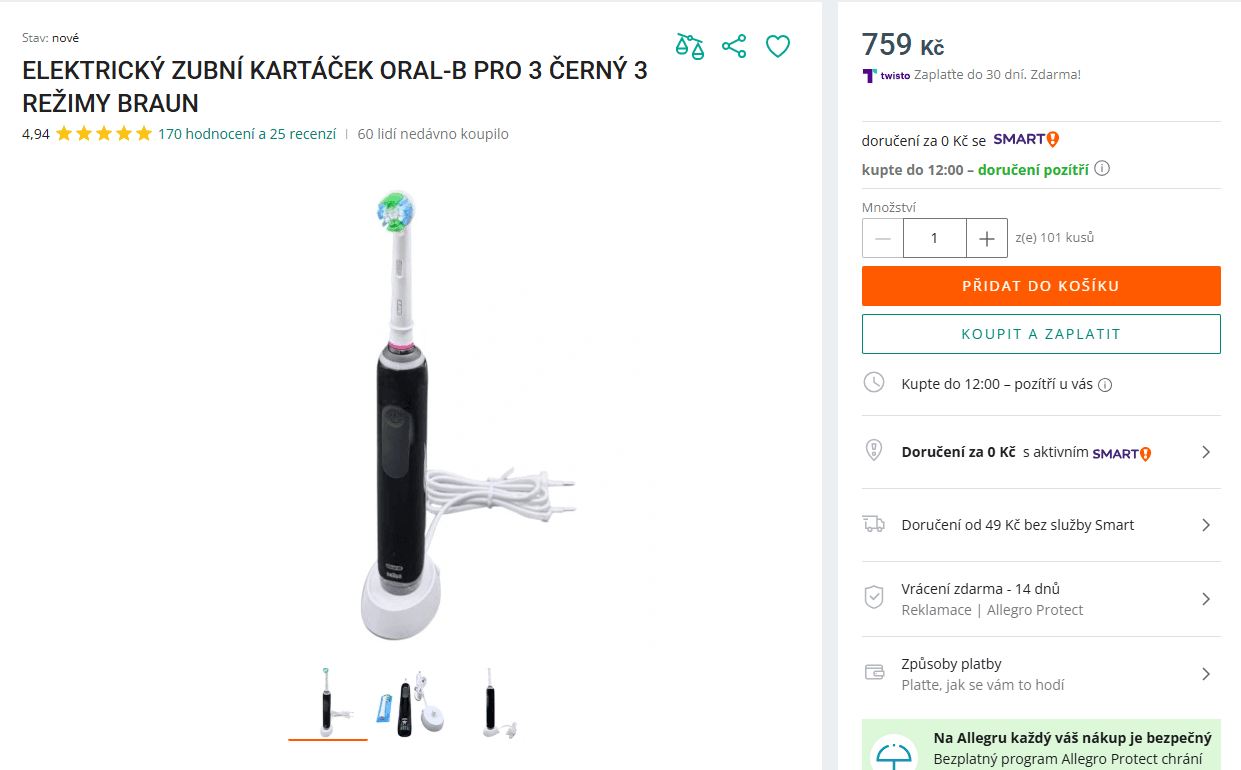 El. zubní  kartáček Oral-B Pro 3