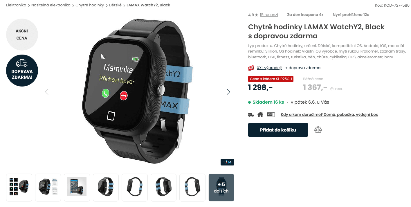 Dětské chytré hodinky s GPS Lamax