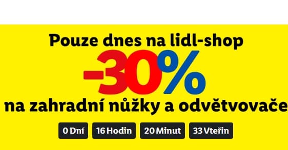 Lidl - sleva 30% na zahradní nůžky a odvětvovače