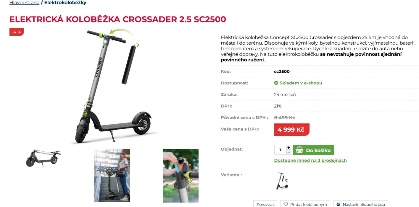 El. koloběžka Concept 25km/h, 25km