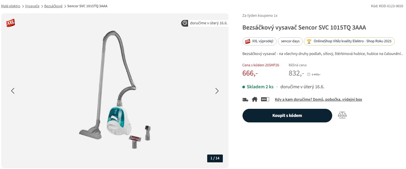 Bezsáčkový vysavač Sencor