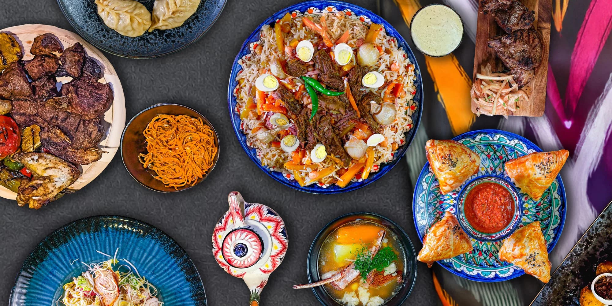Uzbecké degustační menu pro 2–4 osoby v centru Prahy: chuchvara, pilaf i samsa, manti a šašlik