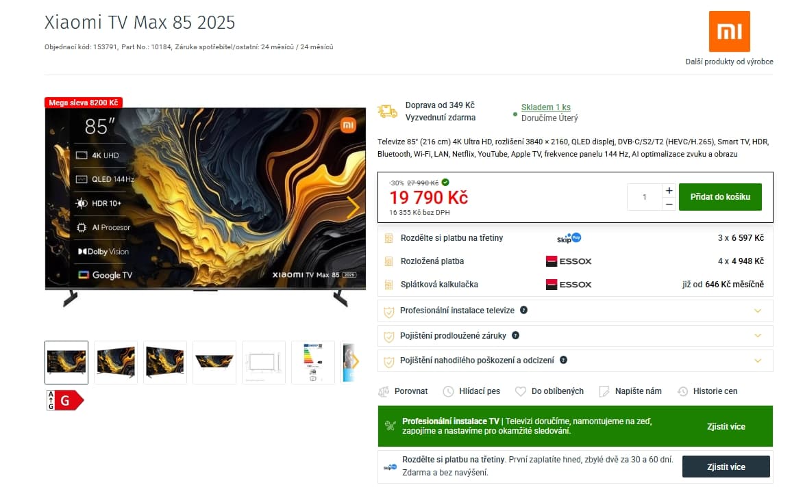 QLED 100 Hz, 4K Google TV, Atmos, 30W, 215 cm, Xiaomi