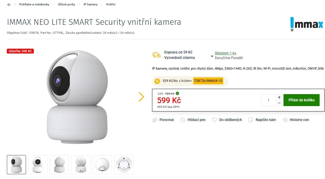 Vnitřní IP kamera Immax NEO LITE