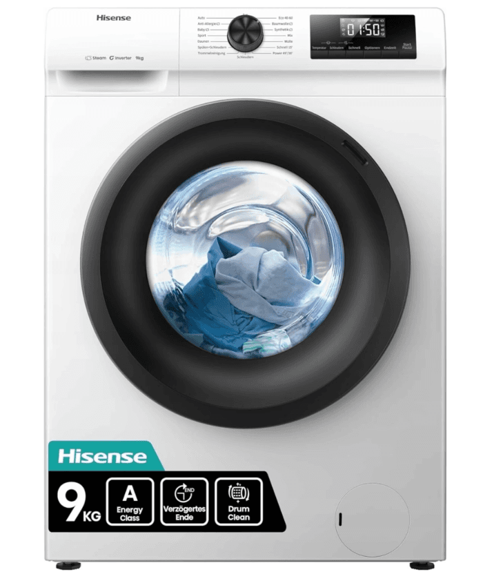 Parní pračka Hisense 9 kg, 1400ot., A