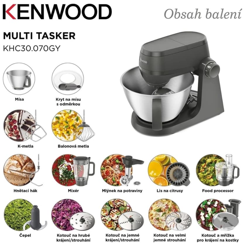 Kuchyňský robot Kenwood MultiTasker 4,3 l, planetární, vybavení