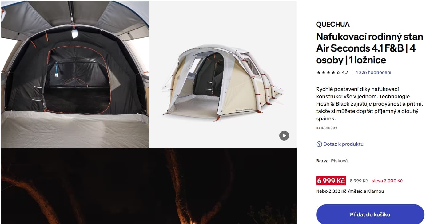 Nafukovací stan pro 4 osoby Quechua Air Seconds