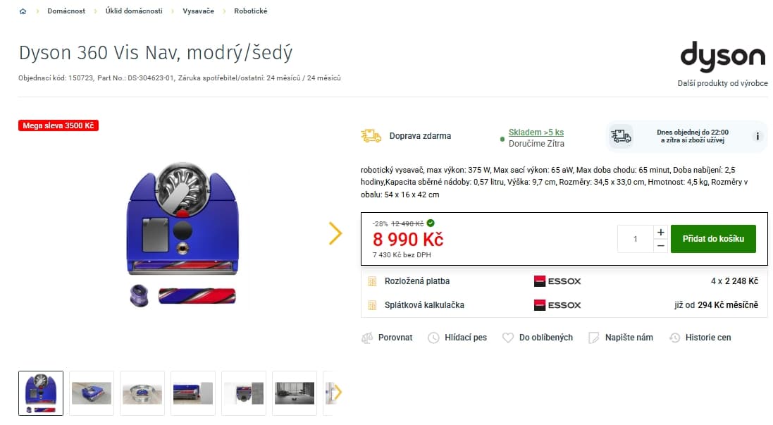 Robotický vysavač Dyson 360 VisNav