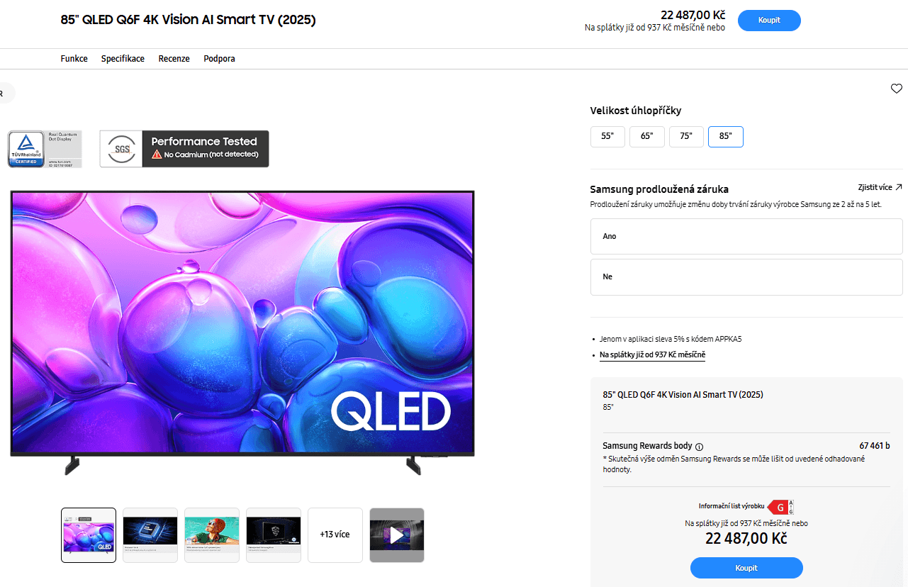 4K QLED TV, 189 cm, Samsung