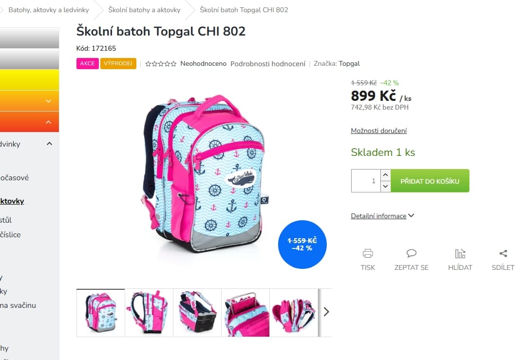 Školní batoh Topgal, 1 stupeň