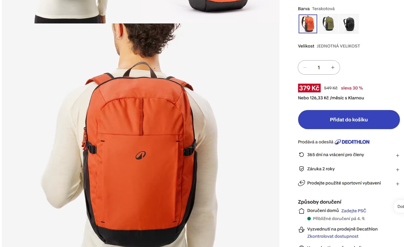 Batoh QUECHUA Arpenaz 100, 27 l, váha jen 540 gr