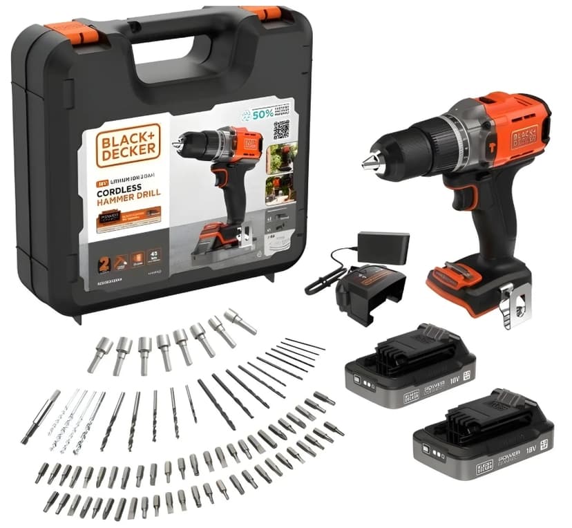 Aku vrtačka Black&Decker, 2 aku + nabíječka, kufr, vybavení