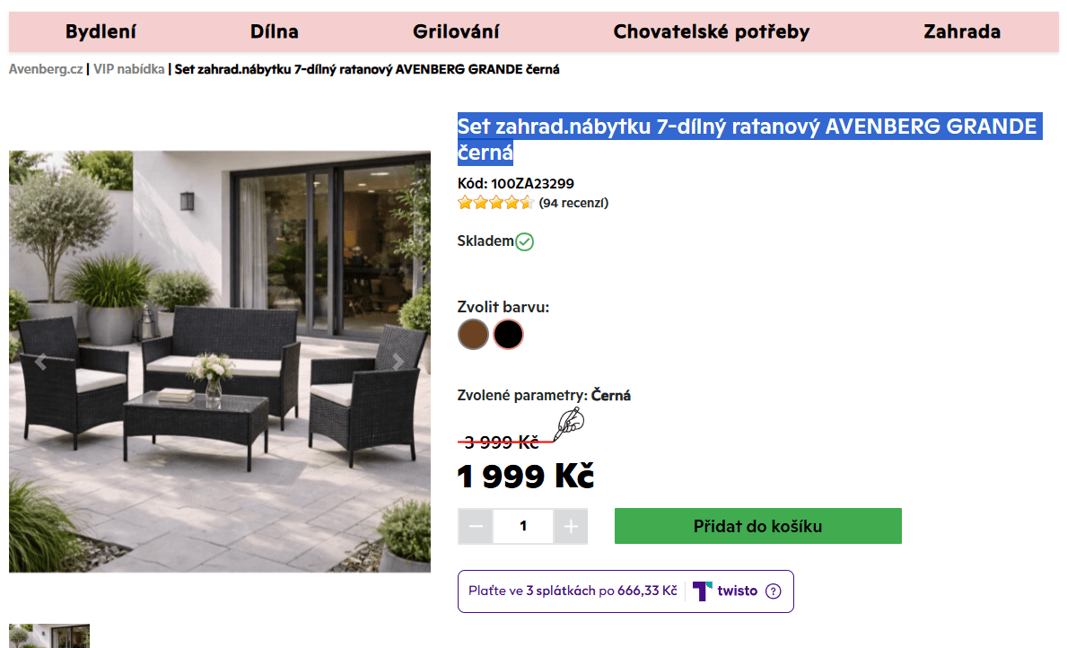 7 dílný set ratanového nábytku Grande