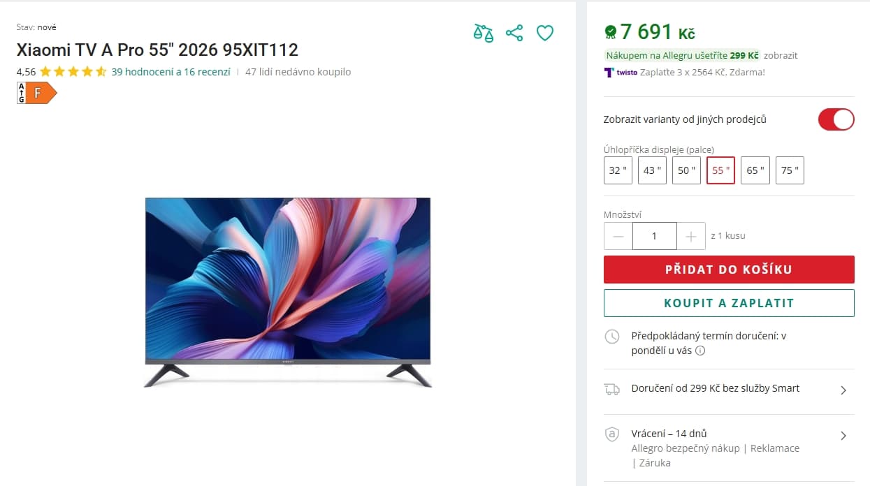 QLED 4K Google TV, 139 cm, Xiaomi