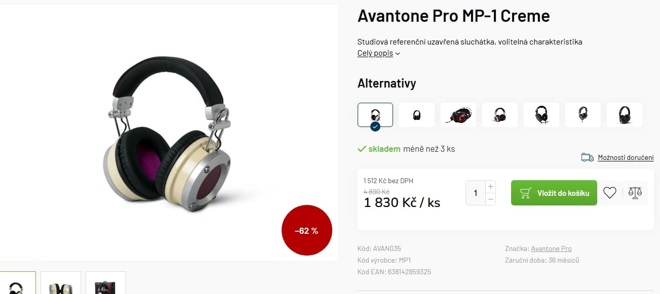 Sluchátka Avantone Pro, studio