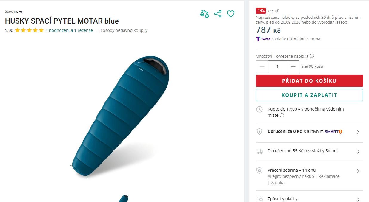 Spací pytel Husky Motar, 220 cm