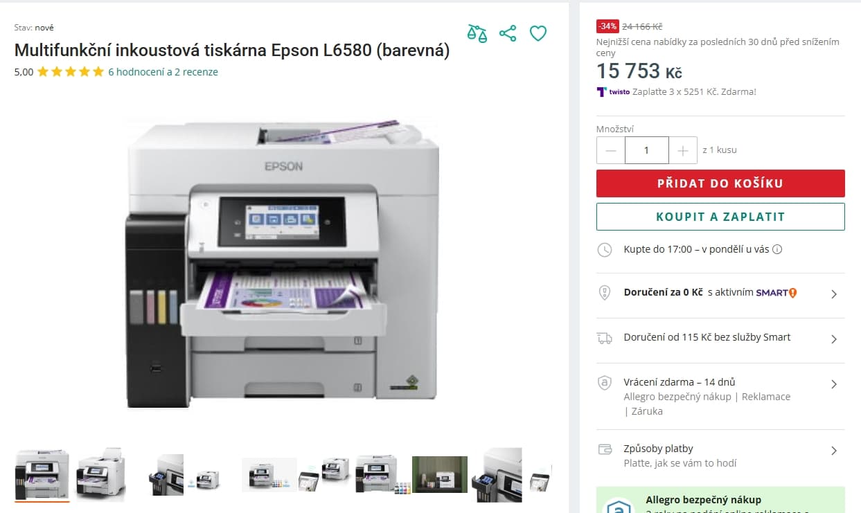 Multifunkce, tank, barva Epson, Wifi, duplex